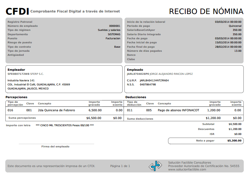 Recibo De Nomina Sist De La Info Alfredo Jacinto Buap 4079